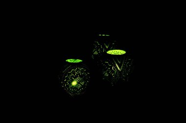 Sıra dışı lamba, yeşil abajurlu lamba, iç mekan detayları.