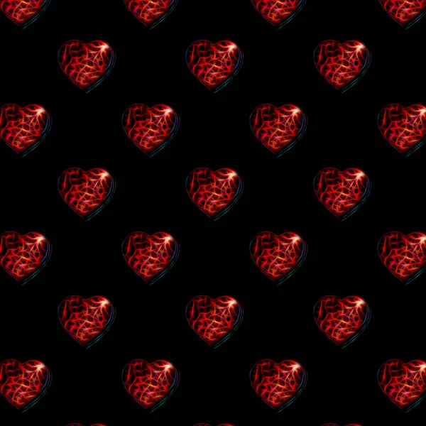 Patrón Desvergonzado Corazones Hermoso Corazón Hecho Patrones Abstractos Fractales Entrelazado —  Fotos de Stock