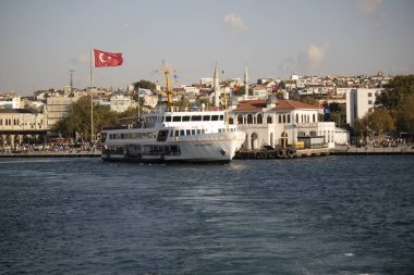 Traditional steamboat waiting at the pier of Kadikoy.