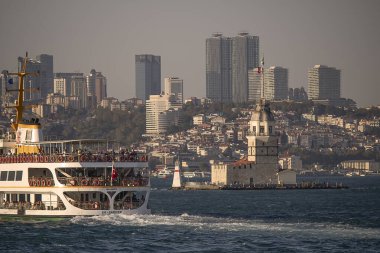 Large traditional Istanbul ferry in the arc.