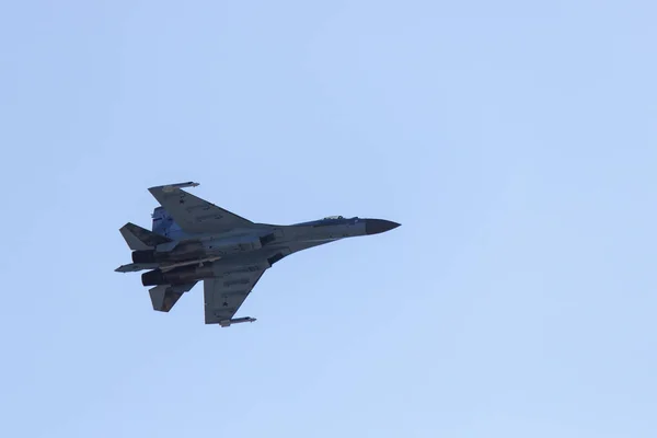 Istanbul, Turkey - September-18,2019: Teknofest 2019 air shows Russian Su-35 aircraft . — ストック写真