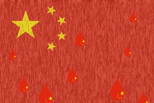 The writings of the cities of coronavirus and wuhan, hubei on the Chinese flag. Red — Stock Photo, Image