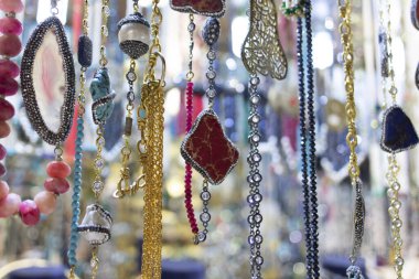 Necklace and bracelet shops in Istanbul's covered bazaar.