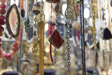 Necklace and bracelet shops in Istanbul's covered bazaar.
