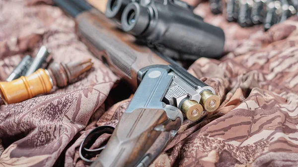 Espingarda Caça Calibre Binóculos Pato Velho Chamada — Fotografia de Stock