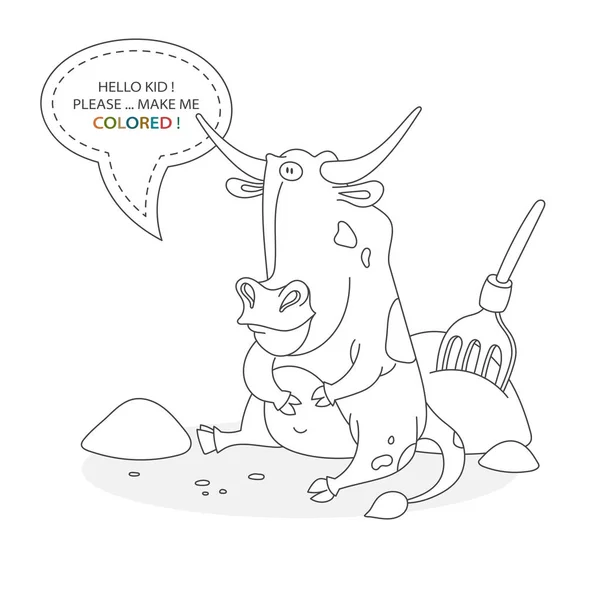 Libro Para Colorear Blanco Negro Personaje Dibujos Animados Divertido Toro — Archivo Imágenes Vectoriales