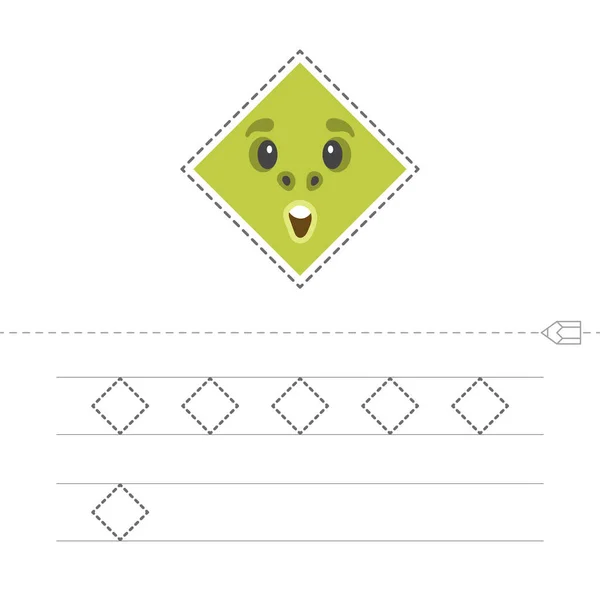 Learn Shapes Geometric Figures Preschool Kindergarten Worksheet Practicing Motor Skills — Stock Vector