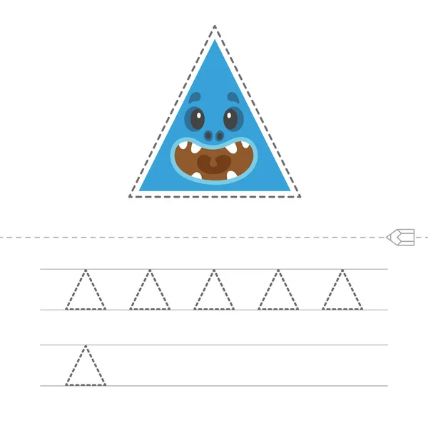 Learn Shapes Geometric Figures Preschool Kindergarten Worksheet Practicing Motor Skills — Stock Vector