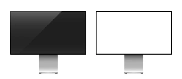Modello Monitor Computer Desktop Realistici Con Schermo Bianco Spento Vuoto — Vettoriale Stock