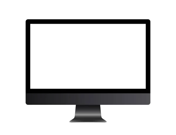 Modèle Réaliste Moniteur Ordinateur Bureau Avec Écran Blanc Vierge Gadget — Image vectorielle