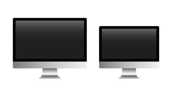 Template Realistic Desktop Computer Monitors Different Diagonal Blank White Screen — Stock Vector