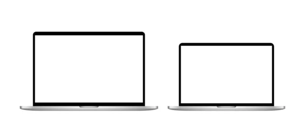 Modèle Ordinateurs Bureau Réalistes Avec Différentes Diagonales Gadgets Modernes Avec — Image vectorielle