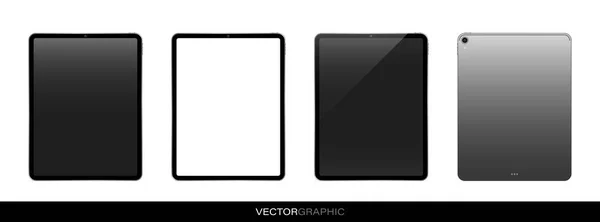 Шаблон Реалістичних Електронних Планшетів Вимкненим Білим Порожнім Екраном Сучасні Гаджети — стоковий вектор