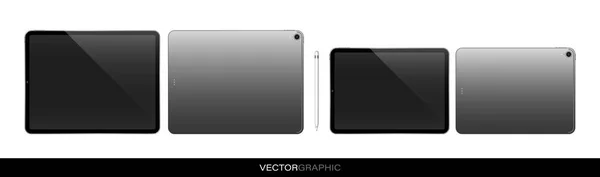 Modèle Tablettes Électroniques Réalistes Avec Hors Écran Gadgets Modernes Isolés — Image vectorielle