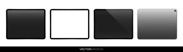 Template Realistic Electronic Tablets White Blank Screen Modern Gadgets Isolated — Stock Vector