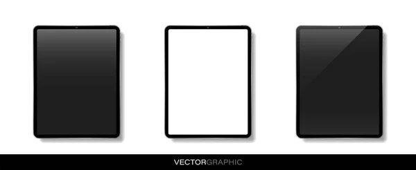 Шаблон Реалистичных Электронных Табличек Белым Экраном Современные Гаджеты Изолированы Белом — стоковый вектор