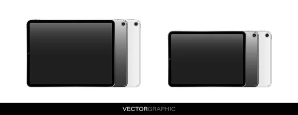 Plantilla Tabletas Electrónicas Realistas Con Pantalla Apagada Aparatos Modernos Aislados — Vector de stock