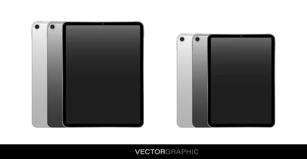 Plantilla Tabletas Electrónicas Realistas Con Pantalla Apagada Aparatos Modernos Aislados — Vector de stock