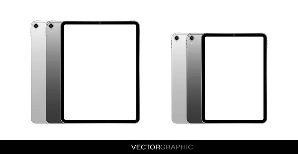 Plantilla Tabletas Electrónicas Realistas Con Pantalla Apagada Aparatos Modernos Aislados — Vector de stock