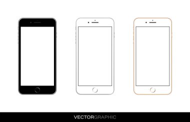 Ekranda olmayan gerçekçi akıllı telefonun şablonu. Modern cihazlar beyaz arka planda izole edilmiş. Aygıt düzeni. Vektör illüstrasyonu.