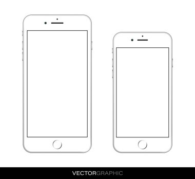 Ekranda olmayan gerçekçi akıllı telefonun şablonu. Modern cihazlar beyaz arka planda izole edilmiş. Aygıt düzeni. Vektör illüstrasyonu.