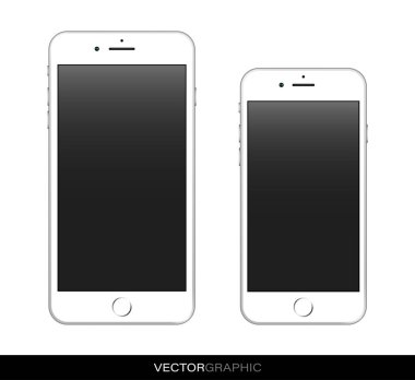 Ekranda olmayan gerçekçi akıllı telefonun şablonu. Modern cihazlar beyaz arka planda izole edilmiş. Aygıt düzeni. Vektör illüstrasyonu.