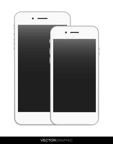 Plantilla Smartphones Realistas Aparatos Modernos Aislados Sobre Fondo Blanco Disposición — Vector de stock