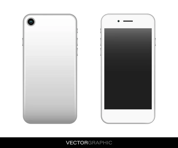 Modelo Smartphones Realistas Gadgets Modernos Isolados Fundo Branco Layout Dispositivo —  Vetores de Stock