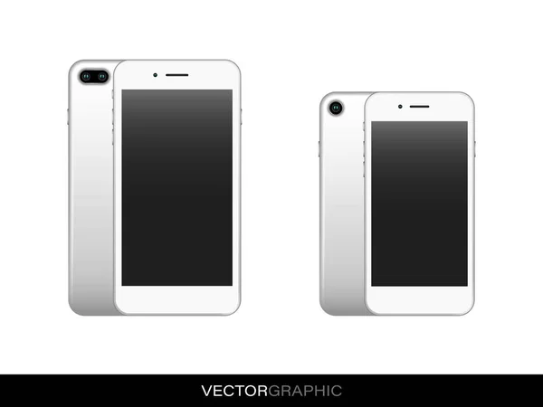 Vorlage Für Realistische Smartphones Moderne Geräte Isoliert Auf Weißem Hintergrund — Stockvektor