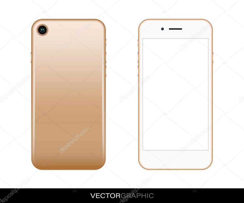 Template of realistic smartphones. Modern gadgets isolated on white background. Device layout. Vector illustration.