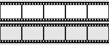 Siyah beyaz kamera film şablonu. Vektör illüstrasyonu.