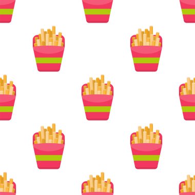 Seamless texture with the image of a french fries. Fast food. Vector illustration