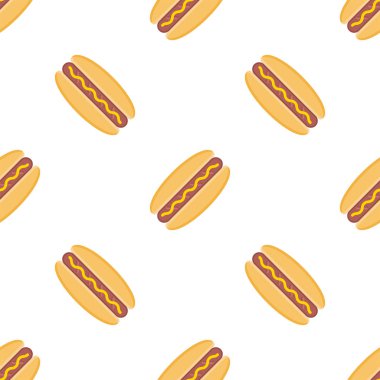 Seamless texture with the image of a hot god. Fast food. Vector illustration