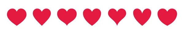 Набір Значків Формі Серця Червоний Ізольований Білому Тлі Векторні Ілюстрації — стоковий вектор