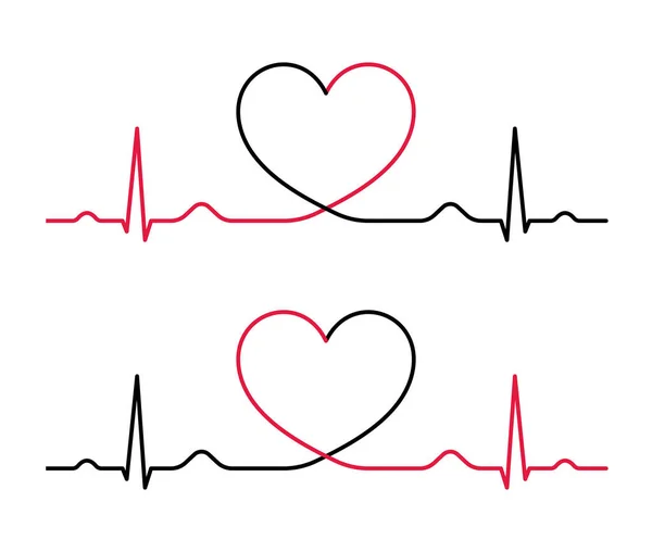 Batimento Cardíaco Linha Vermelha Preta Linha Vermelha Vida Linha Preta — Vetor de Stock