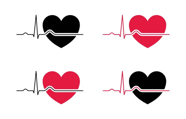 Kalp Atışı Kırmızı Siyah Yaşamın Kırmızı Kalp Atışı Ölümün Siyah — Stok Vektör