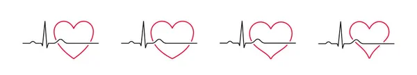Καρδιά Χτυπάει Κόκκινο Και Μαύρο Κόκκινη Γραμμή Της Καρδιάς Της — Διανυσματικό Αρχείο