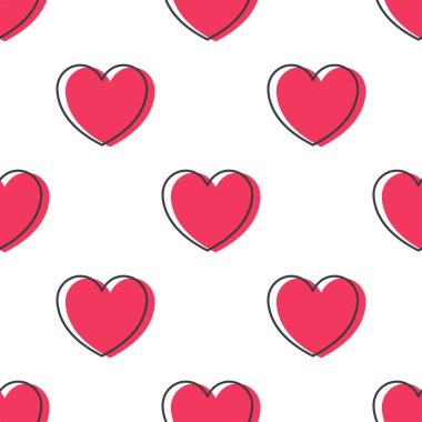 Kalpleri pürüzsüz. Beyaz ve kırmızı arka plan. Soyut geometrik şekil dokusu. Duvar kağıdı, ambalaj, tekstil için tasarım şablonu. Vektör İllüstrasyonu