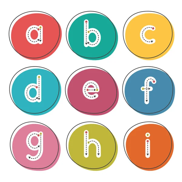 English Alphabet Small Letters Card Set Children Development Education Vector — Stock Vector