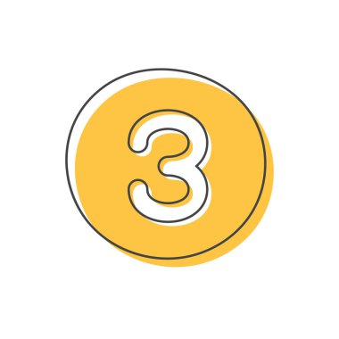  Beyaz bir arkaplanda izole edilmiş renkli bir çemberin içindeki bir numara ile arka plan. Çocukların gelişimi ve eğitimi için bir setin kartı. Vektör illüstrasyonu.