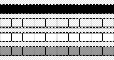 Kusursuz fotoğraf filmi. Klasik sinema ve fotoğraf kaseti. Retro film şeritleri. Çerçevenin dik açıları. İzole vektör ögeleri.