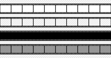 Kusursuz fotoğraf filmi. Klasik sinema ve fotoğraf kaseti. Retro film şeritleri. Çerçevenin dik açıları. İzole vektör ögeleri.