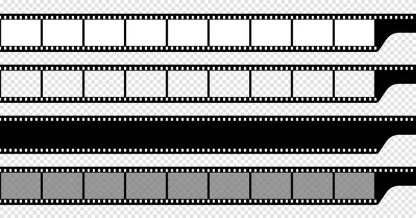 Filmin sonu. Klasik sinema ve fotoğraf kaseti. Retro film şeritleri. Çerçevenin dik açıları. İzole vektör ögeleri.