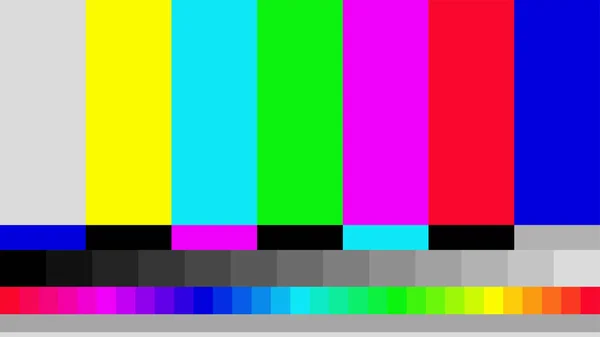 Telekomünikasyon geçmişi. Televizyon ekranı test kartı. Renkli yayın arızası çubukları. Vektör illüstrasyonu