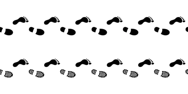 Diseño Lineal Plano Camino Las Huellas Humanas Los Zapatos Huellas — Archivo Imágenes Vectoriales