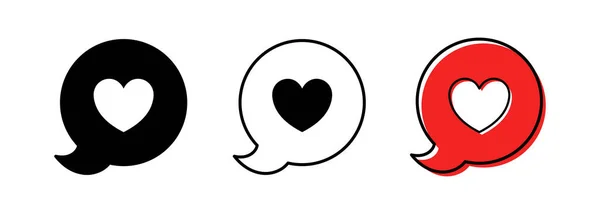Como Conjunto Iconos Burbuja Redonda Con Corazón Icono Medios Sociales — Vector de stock