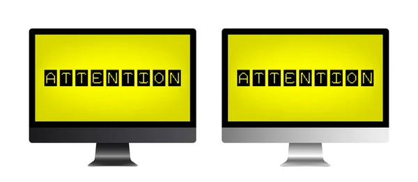 Template Realistic Desktop Computer Monitors Yellow Screen Modern Gadgets Isolated — Stock Vector