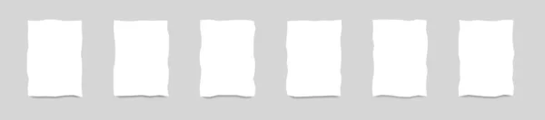 Набор Шаблонов Чистых Белых Листов Тенью Разные Листы Неравномерно Срезаны — стоковый вектор