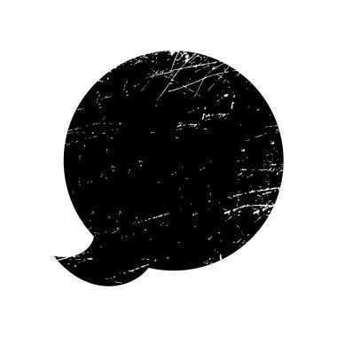  Çizik dokusu olan bir konuşma balonu. Grunge nesnesi. Sosyal medya simgesi. Vektör illüstrasyonu.