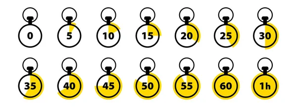 Réglage Des Icônes Minuterie Chronomètre Symbole Temps Cuisson Attente Pour — Image vectorielle